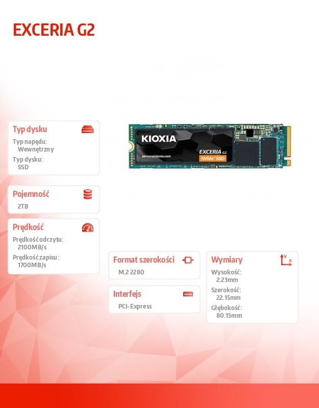 Ssd vidinis kietasis diskas kioxia exceria g2 lrc20z002tg8