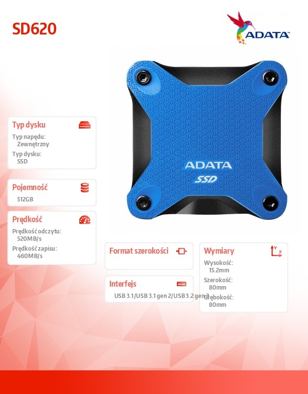 Išorinis kietasis diskas adata sd620 (sd620-512gcbl)