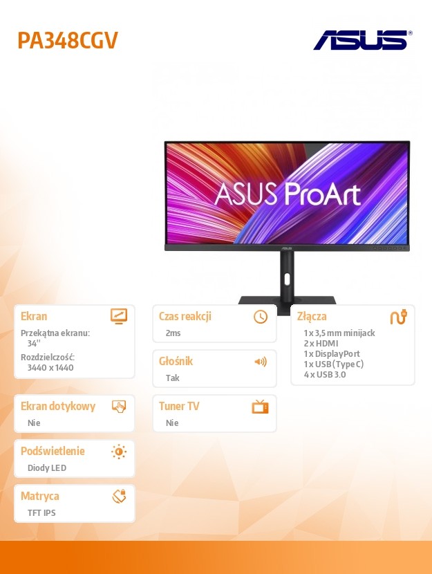 Monitorius asus 90lm07z0-b01370, 34