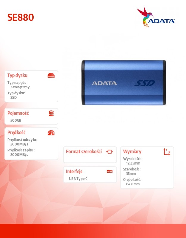 Išorinis kietasis diskas adata se880 (aeli-se880-500gcbu)