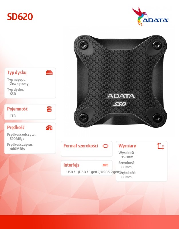 Išorinis kietasis diskas adata sd620 sd620-1tcbk