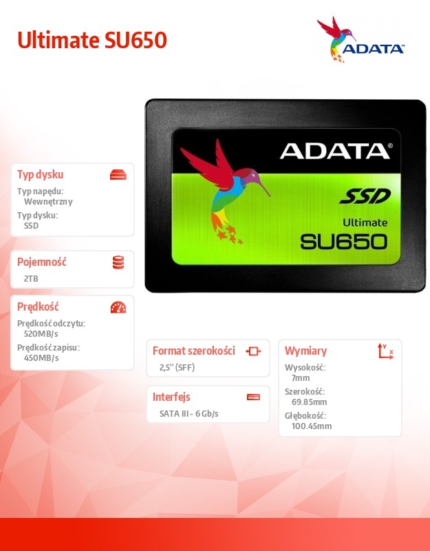 Ssd vidinis kietasis diskas adata ultimate su650