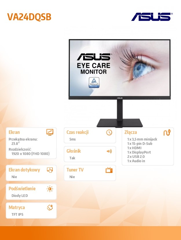 Monitorius asus 90lm054j-b01370, 23.8