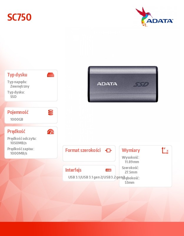 Usb laikmena adata sc750