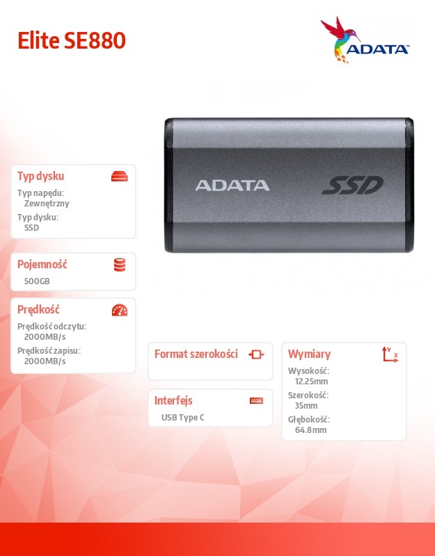Išorinis kietasis diskas adata se880