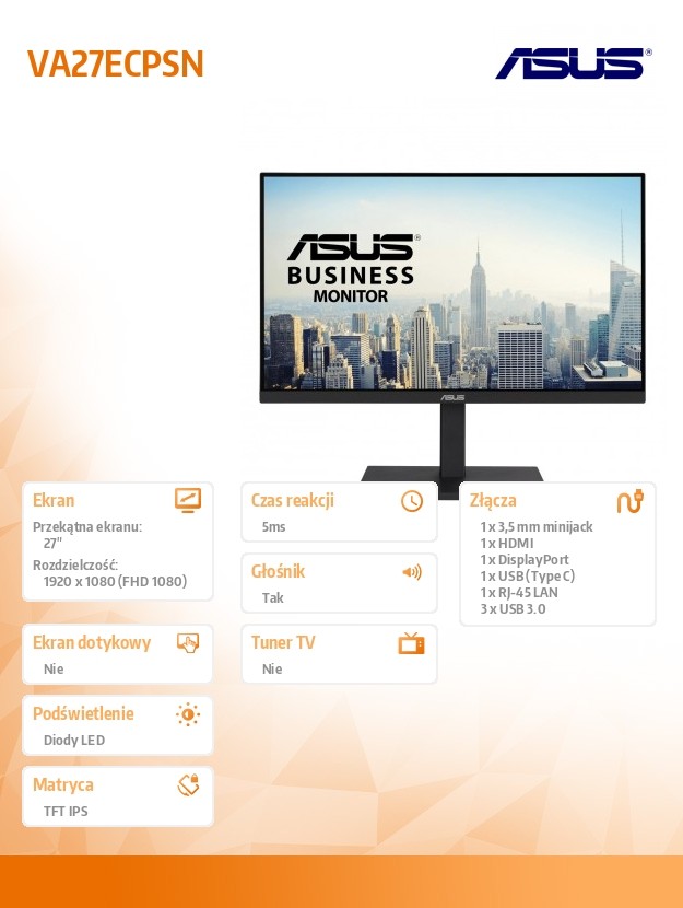 Monitorius asus va27ecpsn, 27