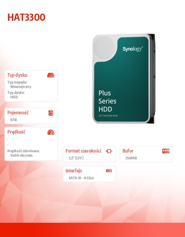 Hdd vidinis kietasis diskas synology hat3300-6t