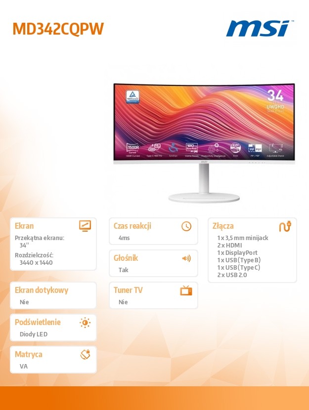 Monitorius monitorius msi modern md342cqpw 34