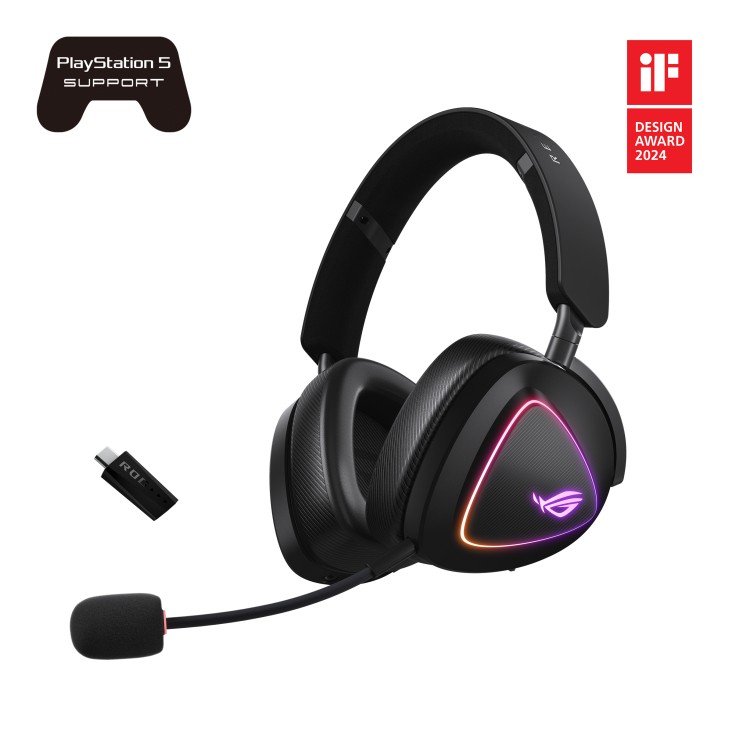 Asus rog delta ii belaidis ir laidinis ausinės mikrofono lankstus lankelis žaidimų usb-c bluetooth juoda