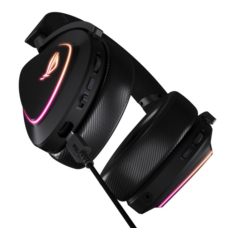 Asus rog delta ii belaidis ir laidinis ausinės mikrofono lankstus lankelis žaidimų usb-c bluetooth juoda