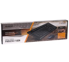 a4tech 7100n, klaviatūros komplektas su belaide optine pele, aaa, cz, klasikinė, 2,4 [ghz], belaidė, juoda