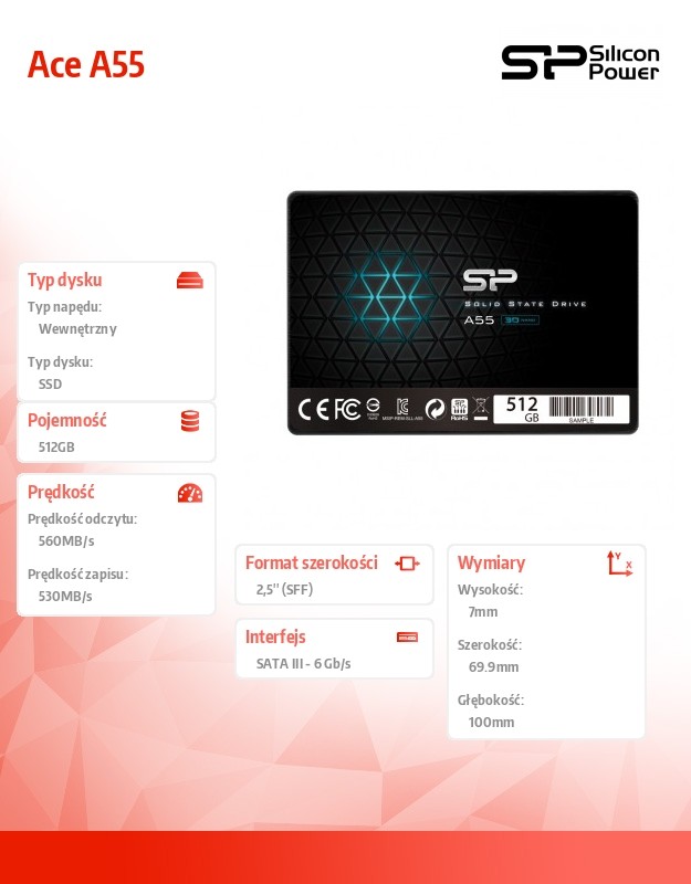 Ssd vidinis kietasis diskas silicon power ace a55 512gb sata3 (sp512gbss3a55s25)