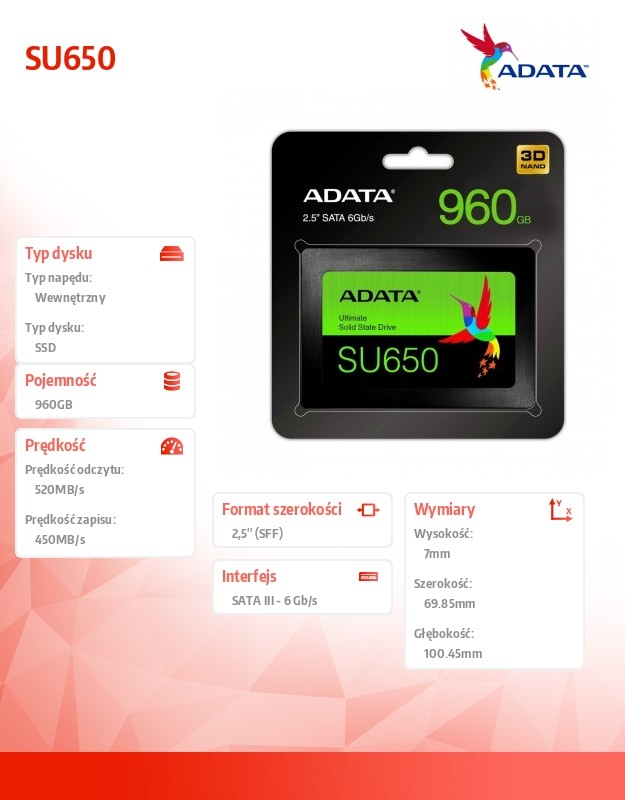 Ssd vidinis kietasis diskas adata 960gb 2,5