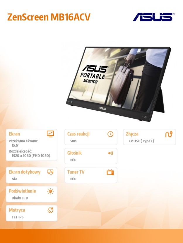 Monitorius asus zenscreen mb16acv, 15.6
