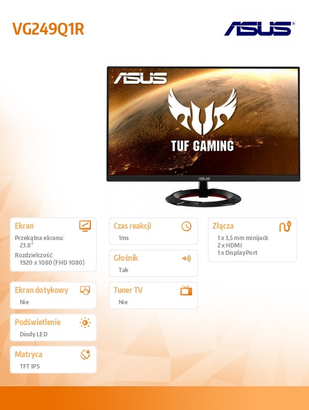 Monitorius asus tuf gaming vg249q1r, 23.8