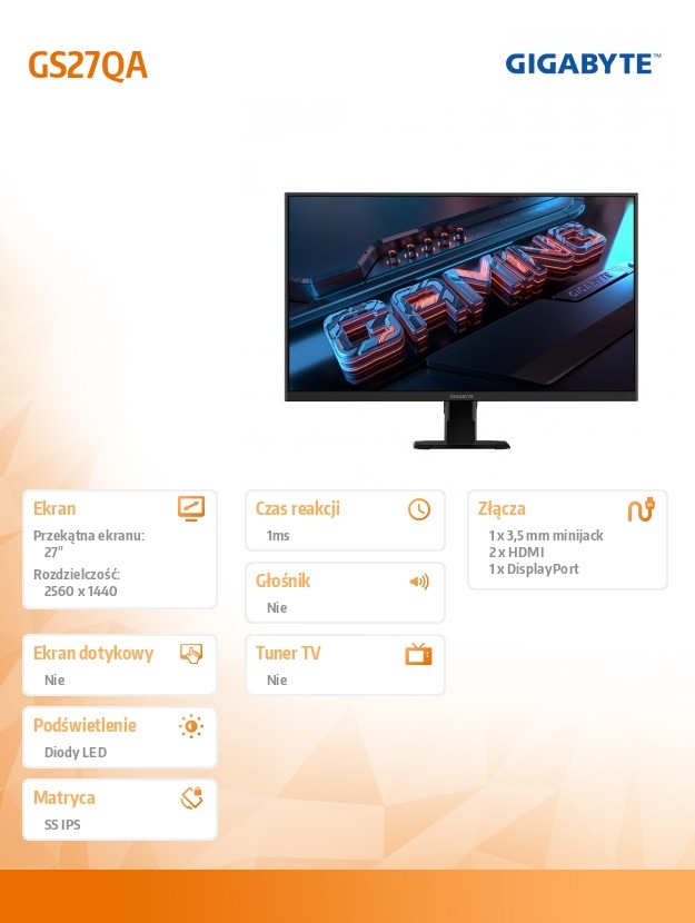 Monitorius monitorius žaidimams gigabyte 27