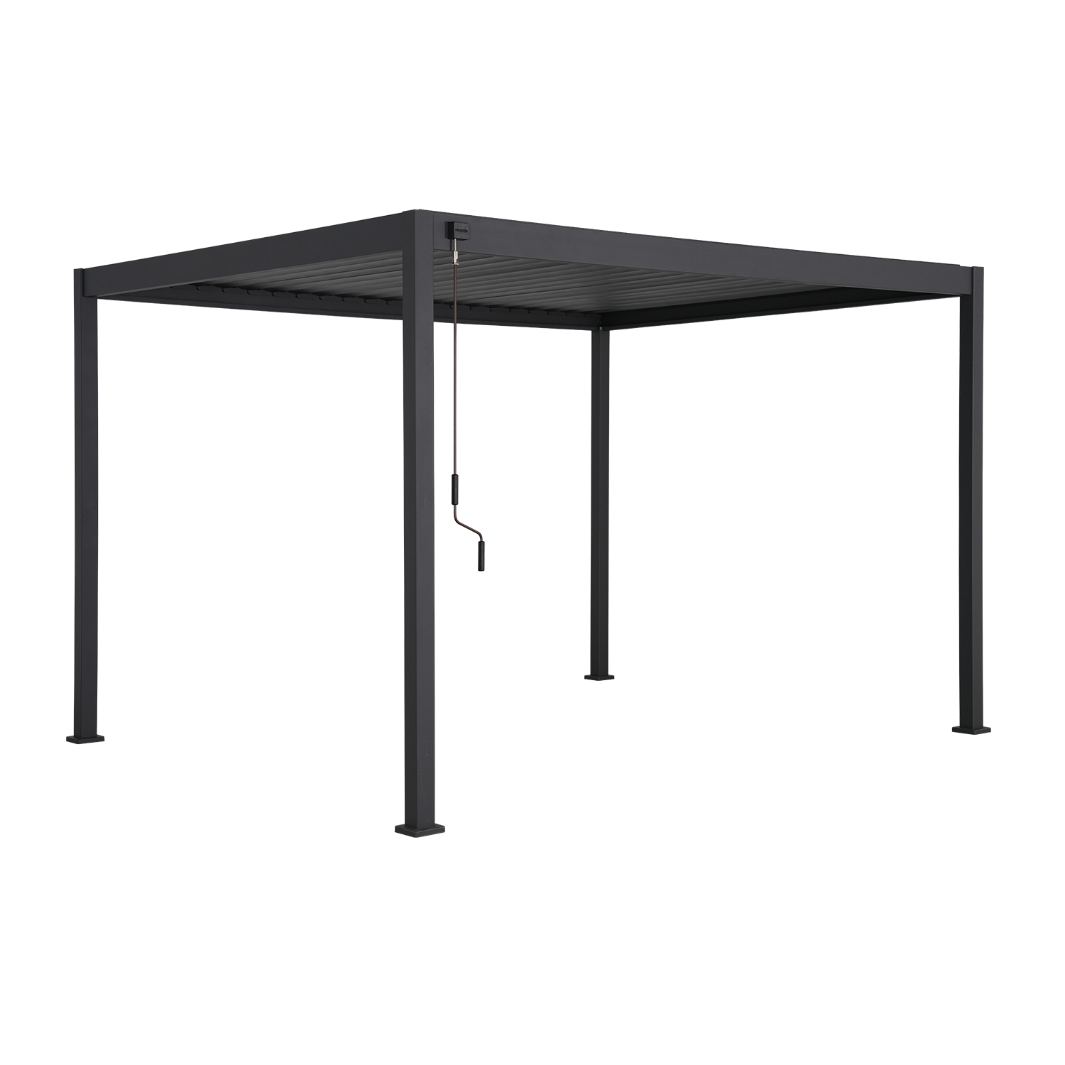 Sodo pavėsinė su lameliniu stogu, tamsiai pilka, 298,2 × 297,2 × 240,8 cm 2