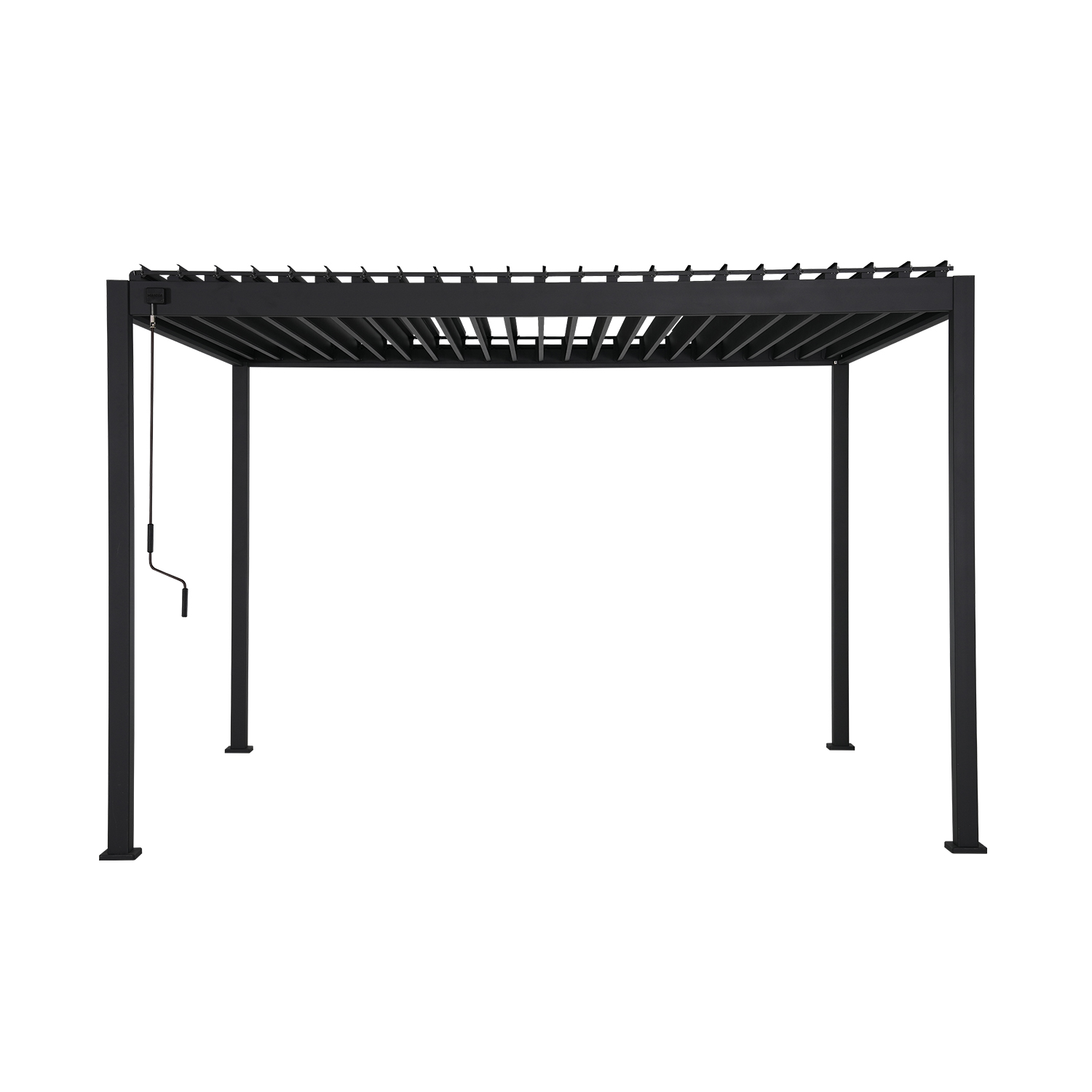 Sodo pavėsinė su lameliniu stogu, tamsiai pilka, 298,2 × 297,2 × 240,8 cm
