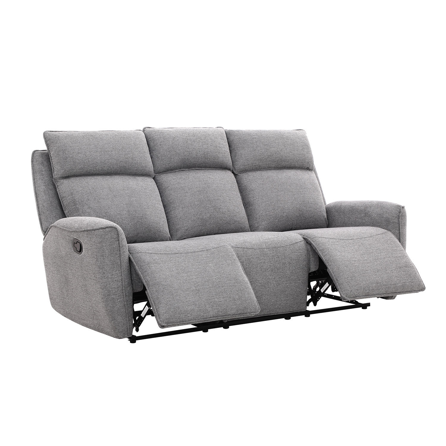 Sofa, 3 vietų, rankinio atlošimo, pilka, 206 × 90 × 104 cm
