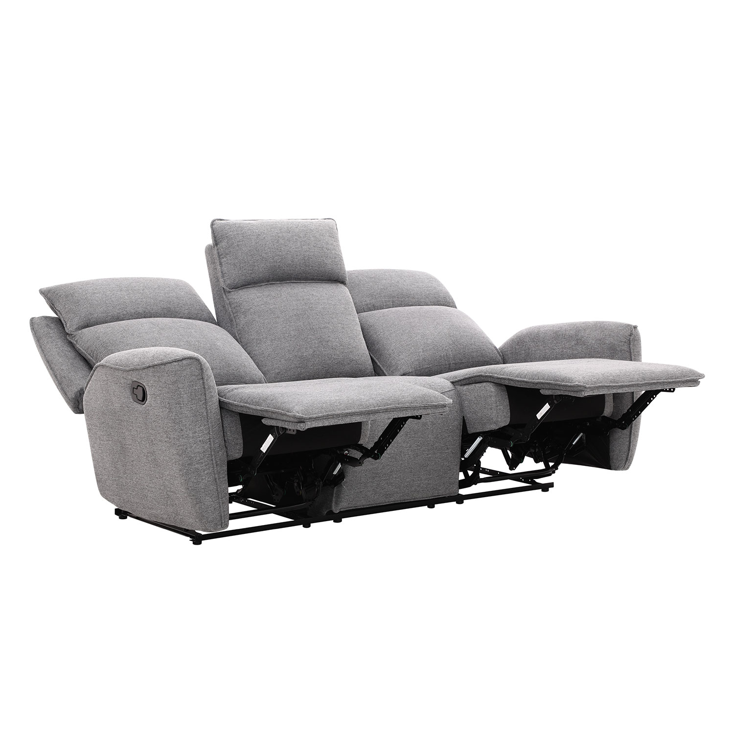 Sofa, 3 vietų, rankinio atlošimo, pilka, 206 × 90 × 104 cm 2