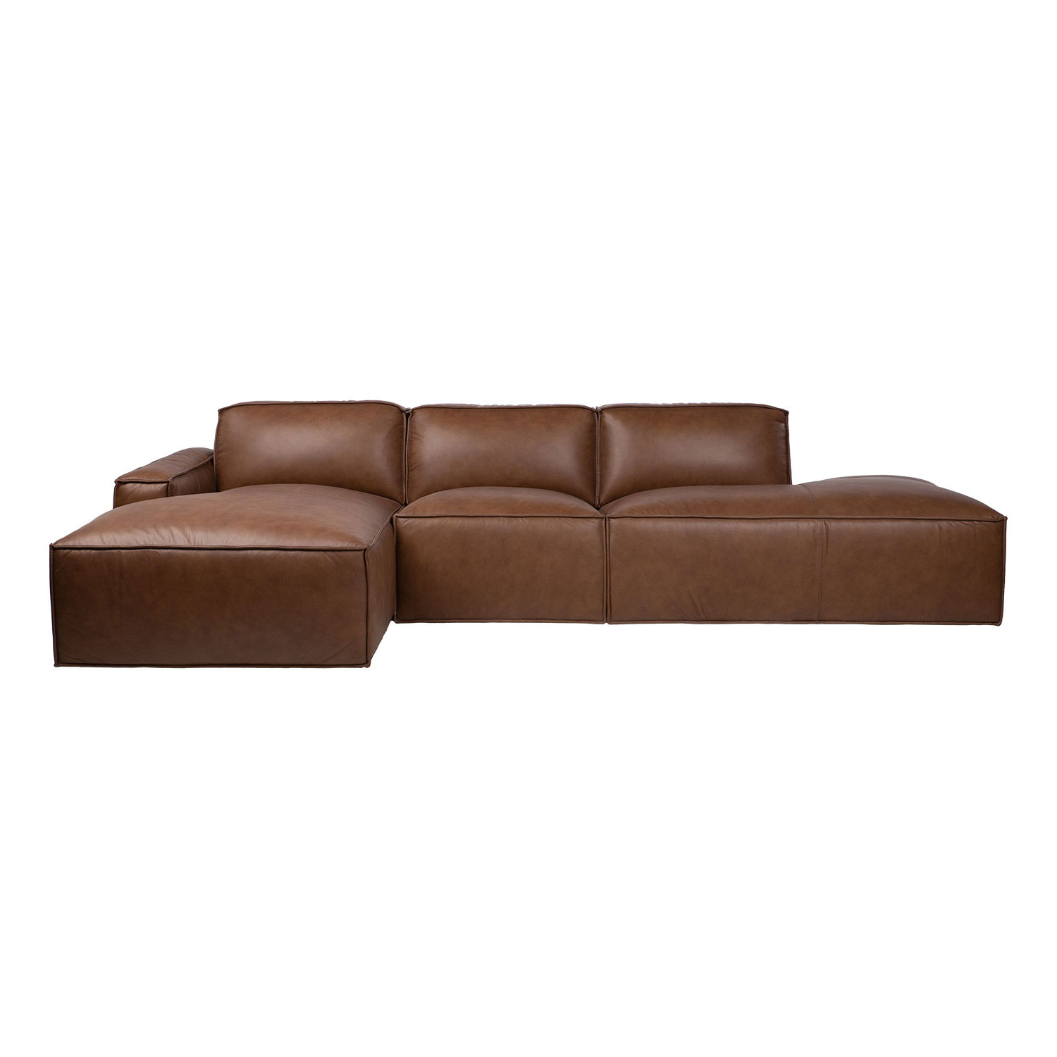 Kampinė sofa , kairinė, ruda, 302 × 156/92 × 72 cm