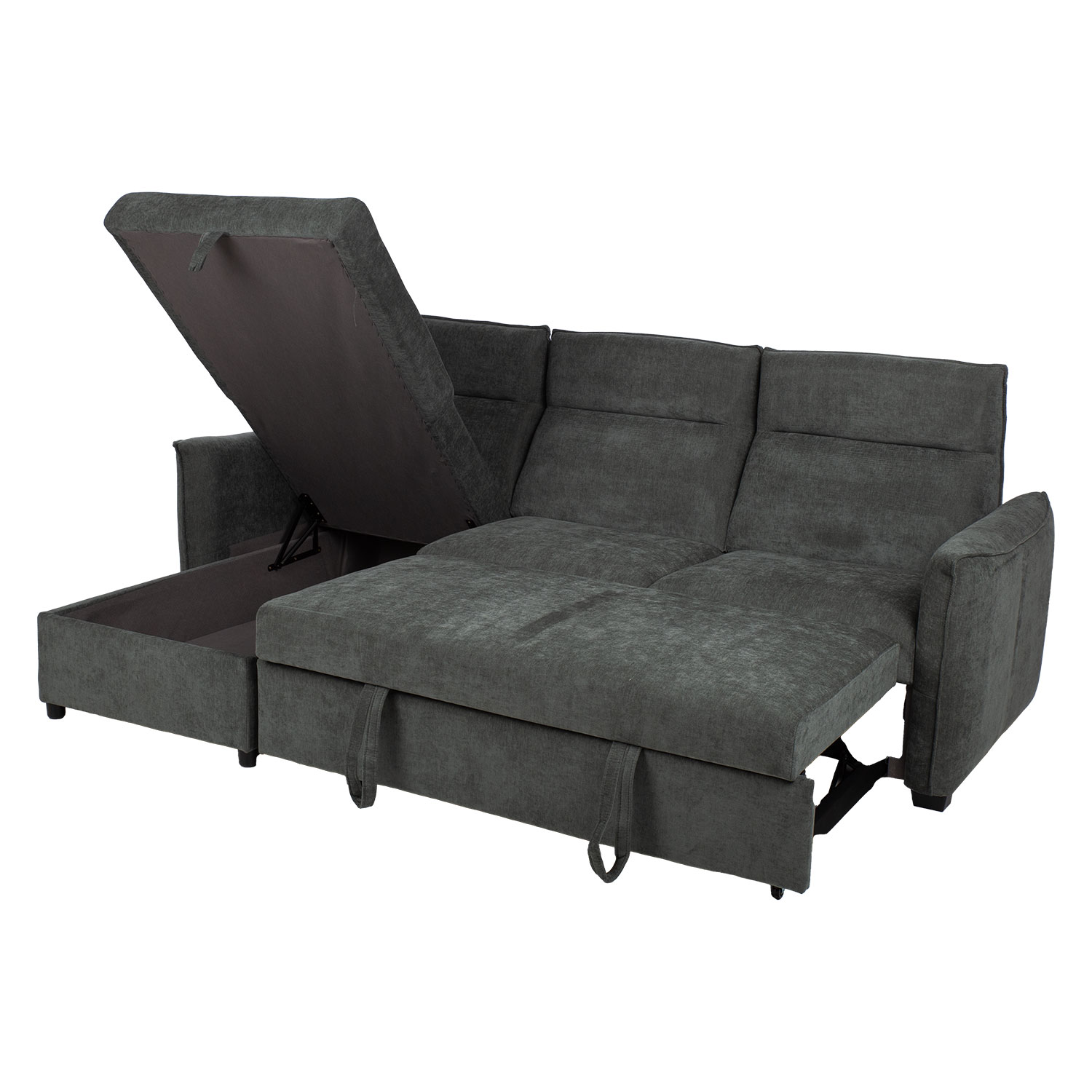 Kampinė sofa-lova su universaliu kampu ir daiktadėže, alyvuogių žalia, 244 × 155/88 × 102 cm 2