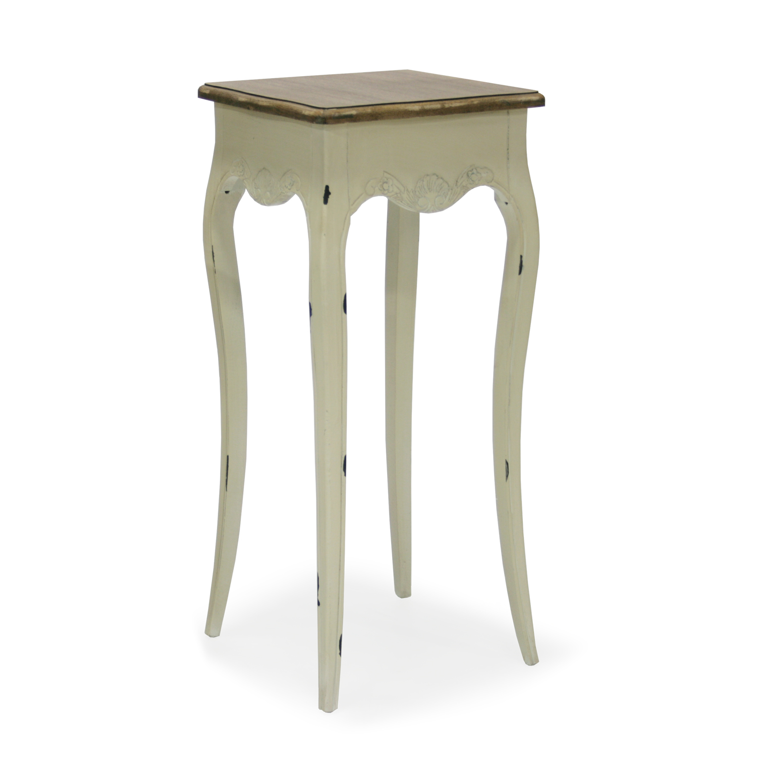 Gėlių stalelis MDF ir uosio, sendintos baltos ir rudos spalvos, 36 × 36 × 81 cm