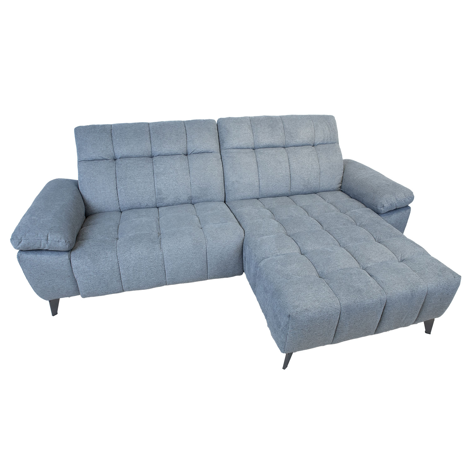 Kampinė sofa su elektriniu kojų atlošu, dešininė, melsvai pilka, 264 × 87/160 × 85/102 cm 3