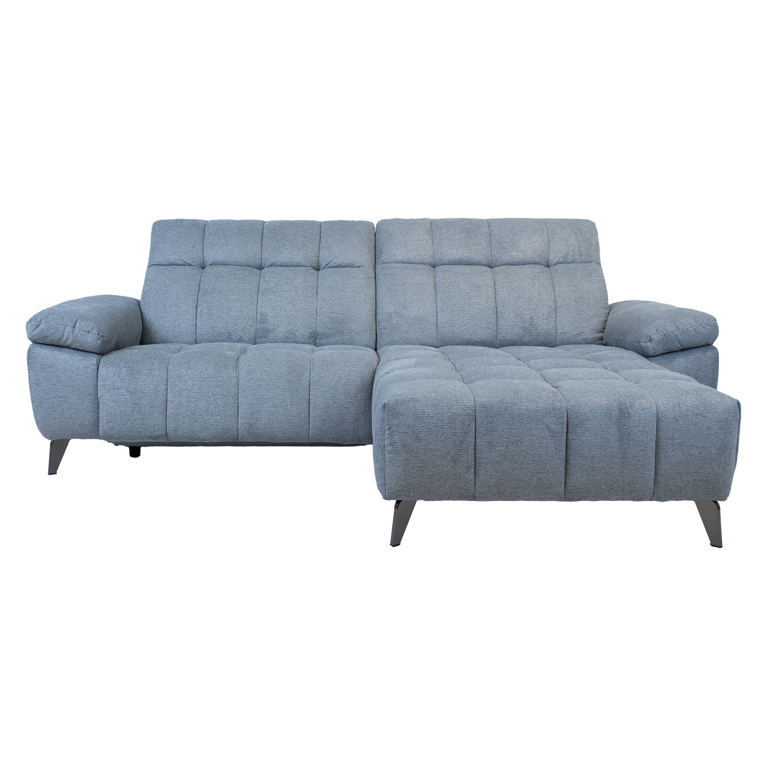 Kampinė sofa su elektriniu kojų atlošu, dešininė, melsvai pilka, 264 × 87/160 × 85/102 cm 2