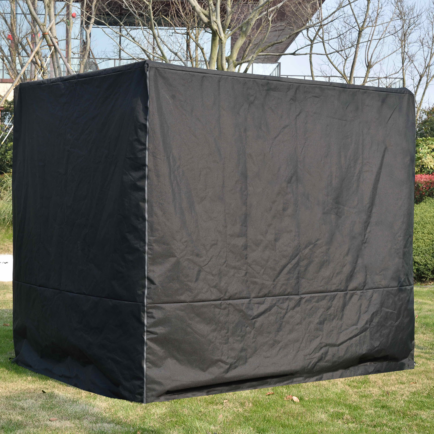Sodo sūpynių uždangalas, juodas, 200 × 188 × 210 cm