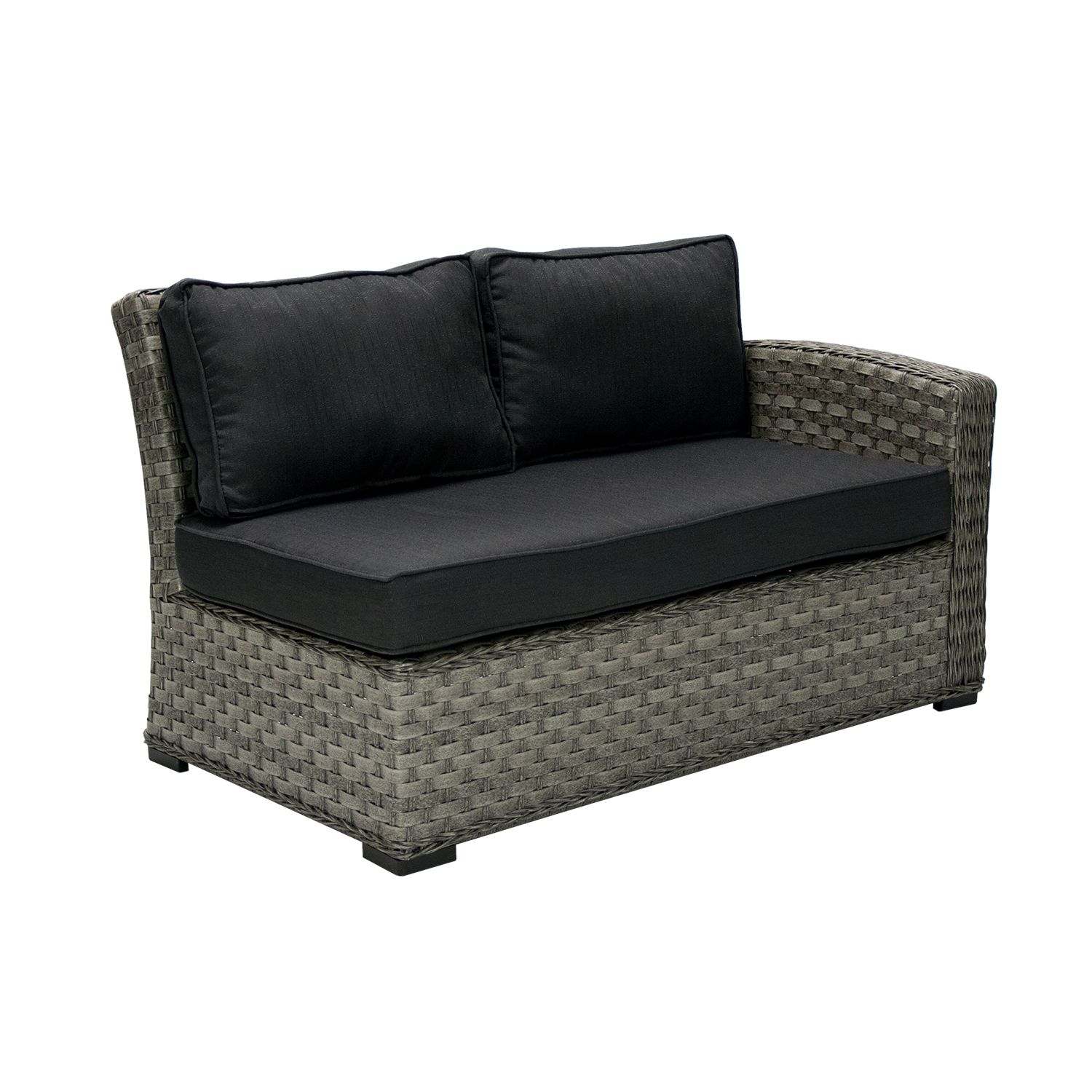Dvivietė modulinė sofa su dešiniuoju porankiu, pilka, 132 × 81 × 78 cm