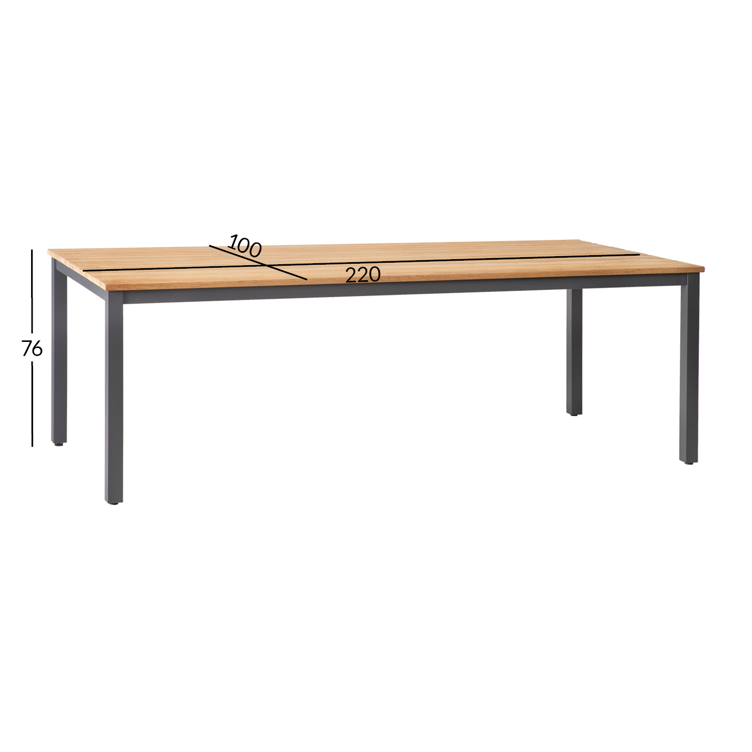 Lauko stalas 220 × 100 × 76 cm