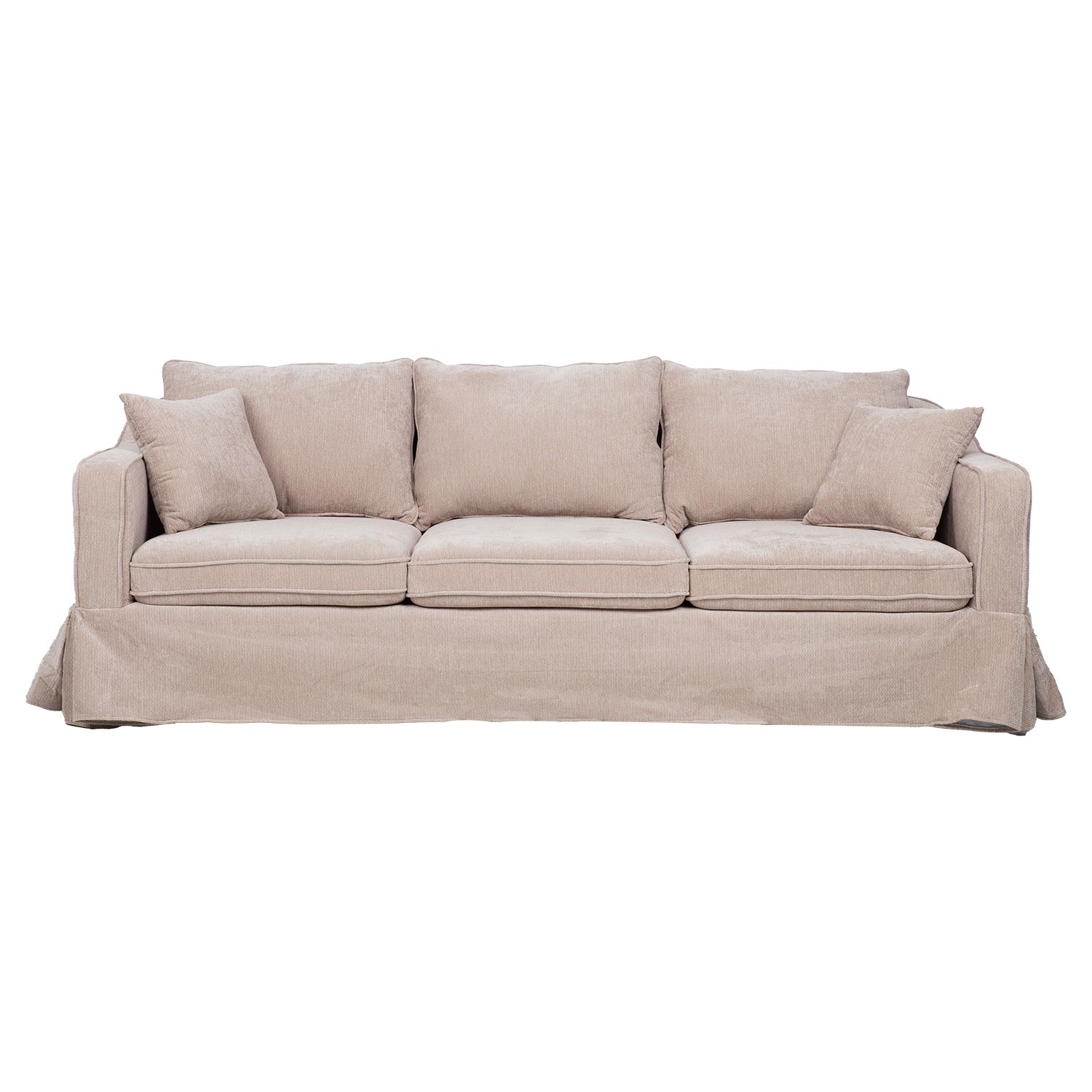 Trivietė sofa su kišeninėmis spyruoklėmis, smėlinė, 215 × 87 × 80 cm
