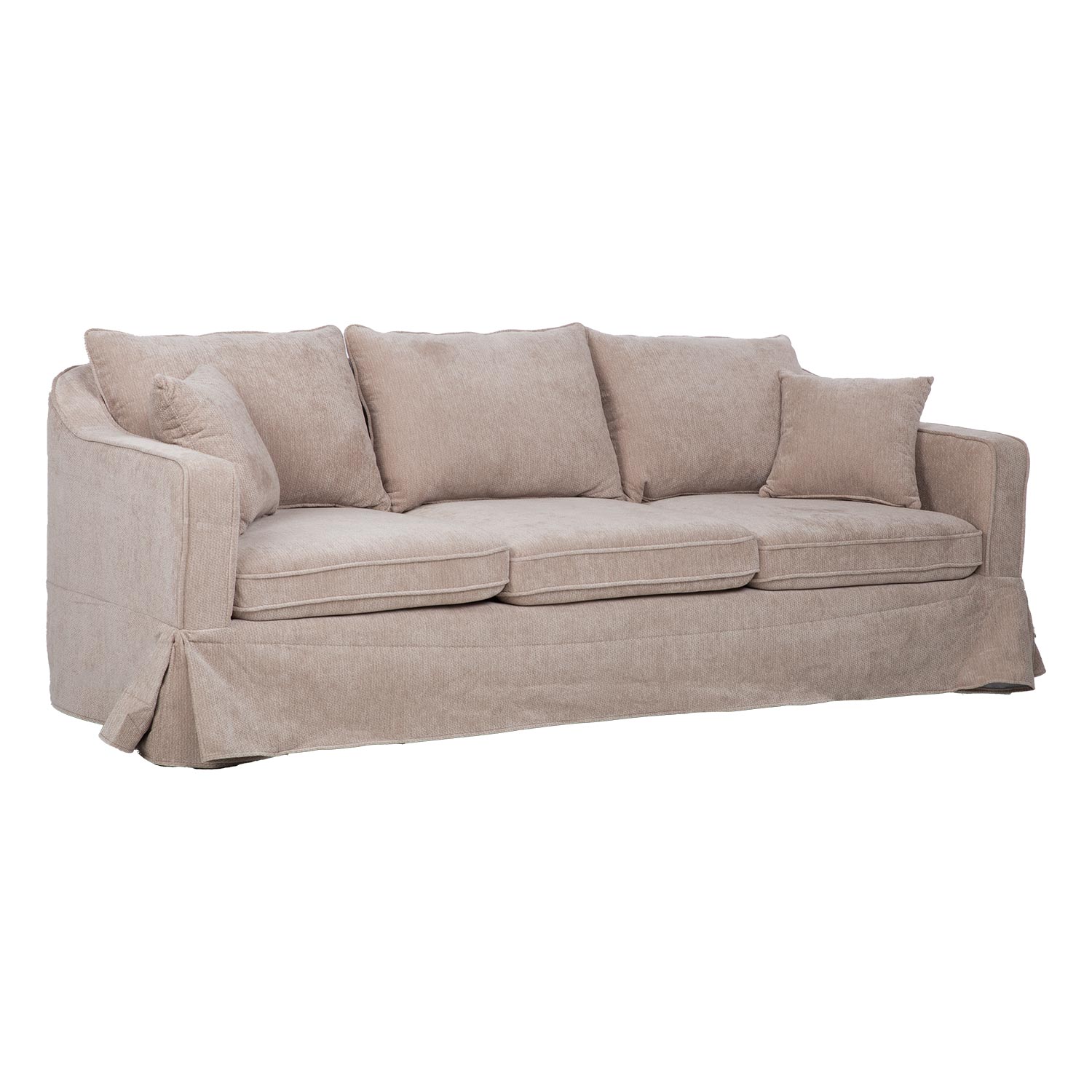 Trivietė sofa su kišeninėmis spyruoklėmis, smėlinė, 215 × 87 × 80 cm