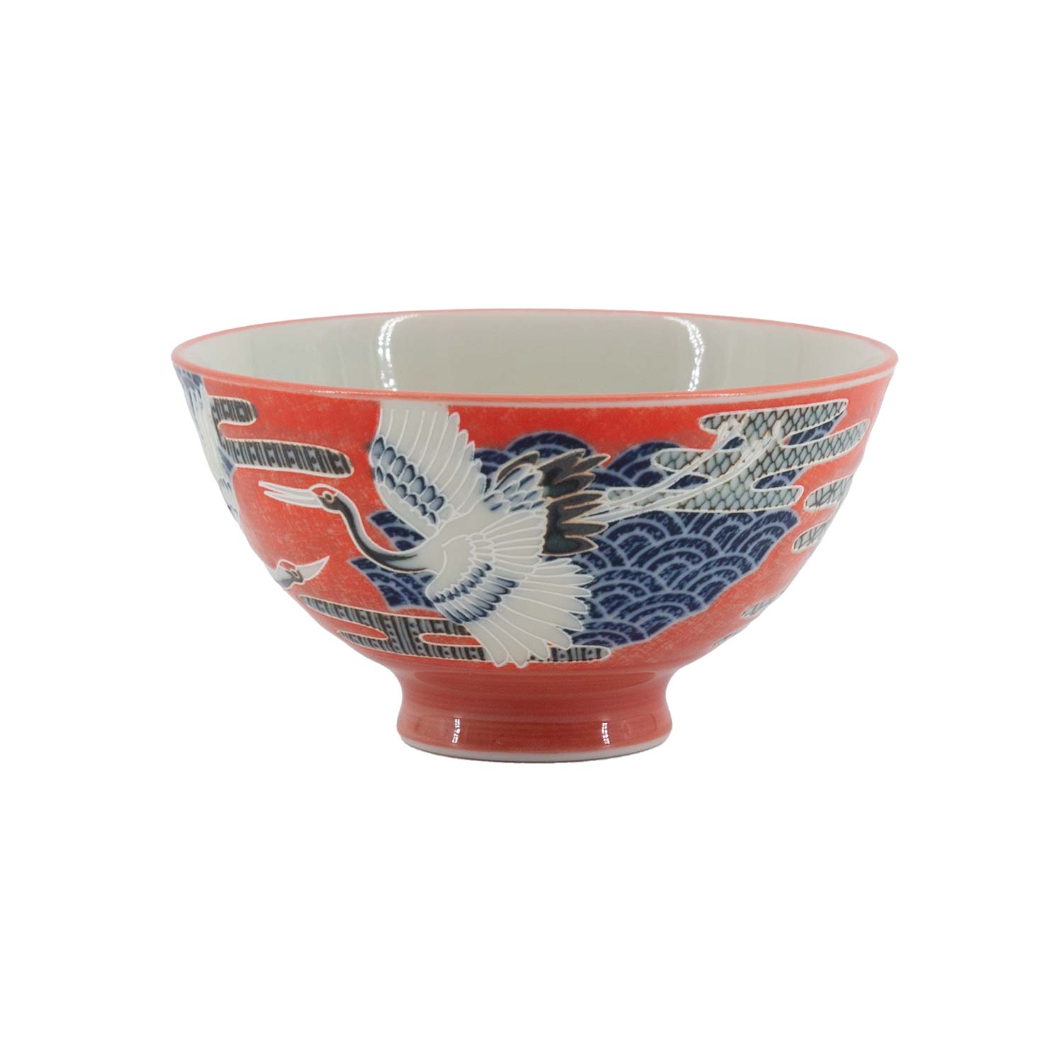 Porcelāna bļodiņa ar gārņu motīvu, sarkana, Ø 11,5 × 6 cm