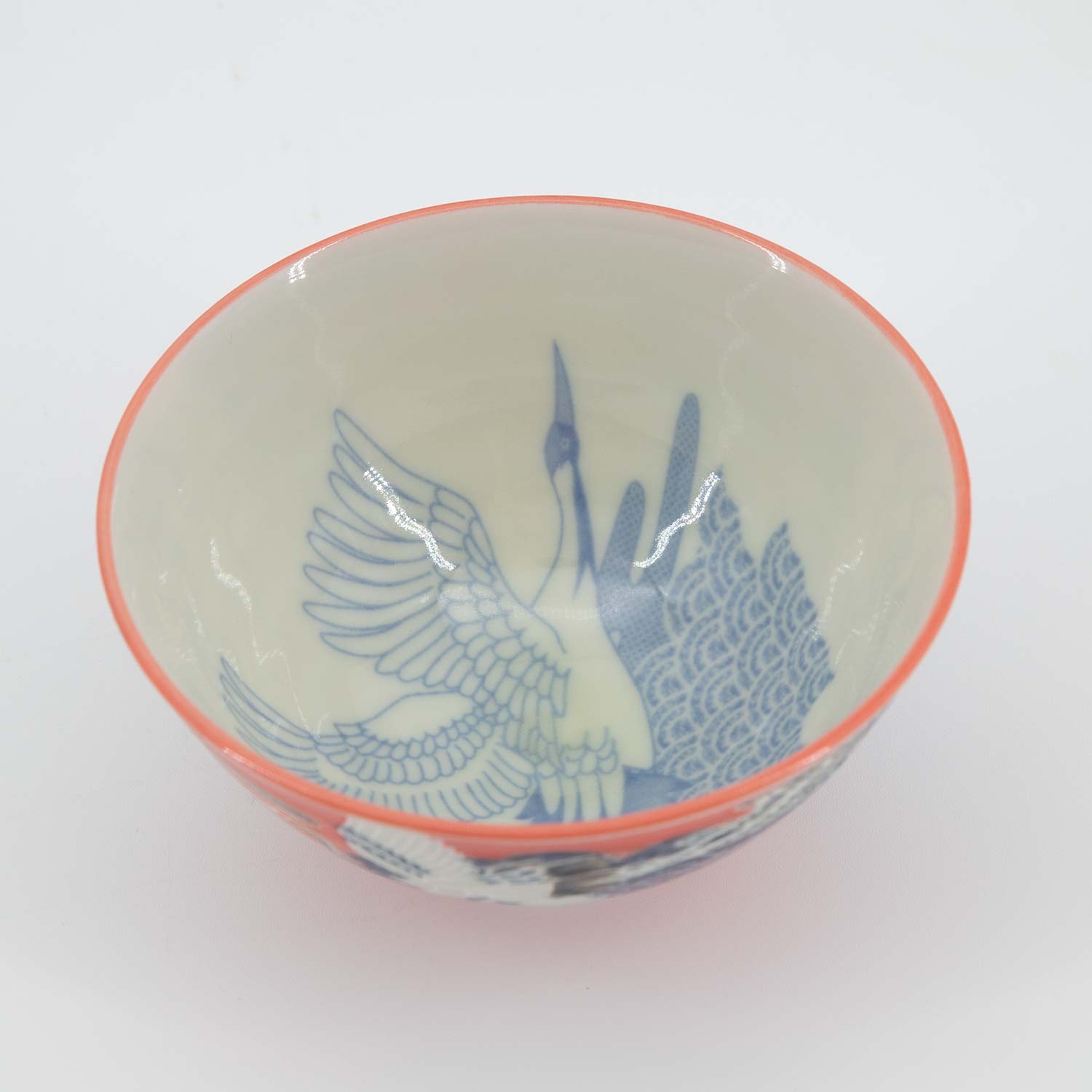 Porcelāna bļodiņa ar gārņu motīvu, sarkana, Ø 11,5 × 6 cm