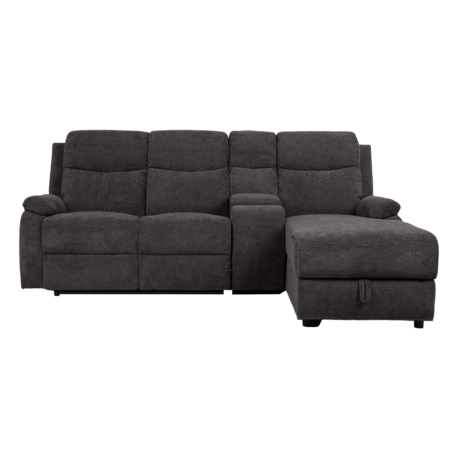Kampinė sofa , dešininė, su elektriniu ir mechaniniu atlošimu, tamsiai pilka, 225 × 93/164 × 99 cm