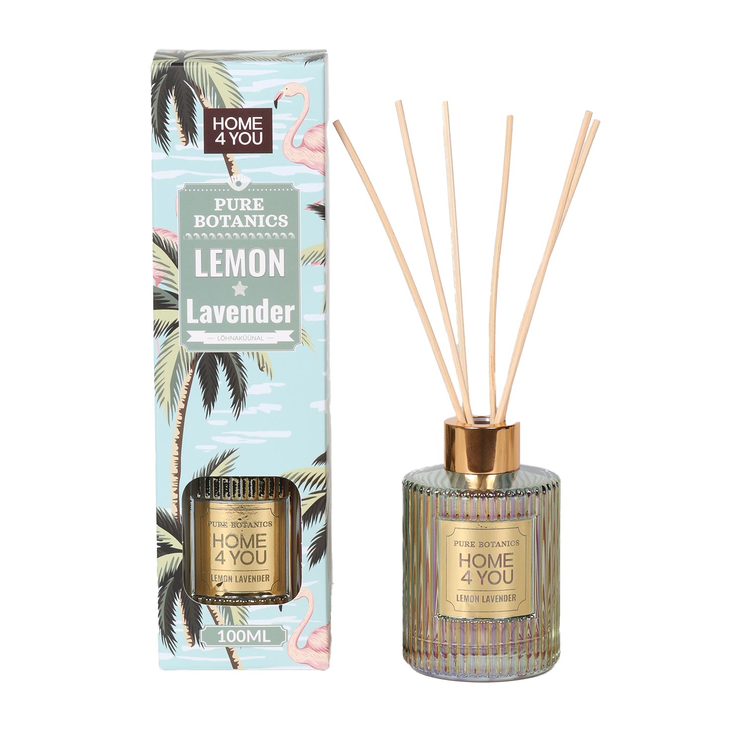 Namų kvapiklis su lazdelėmis Lemon Lavender, šviesiai žalias, 100 ml