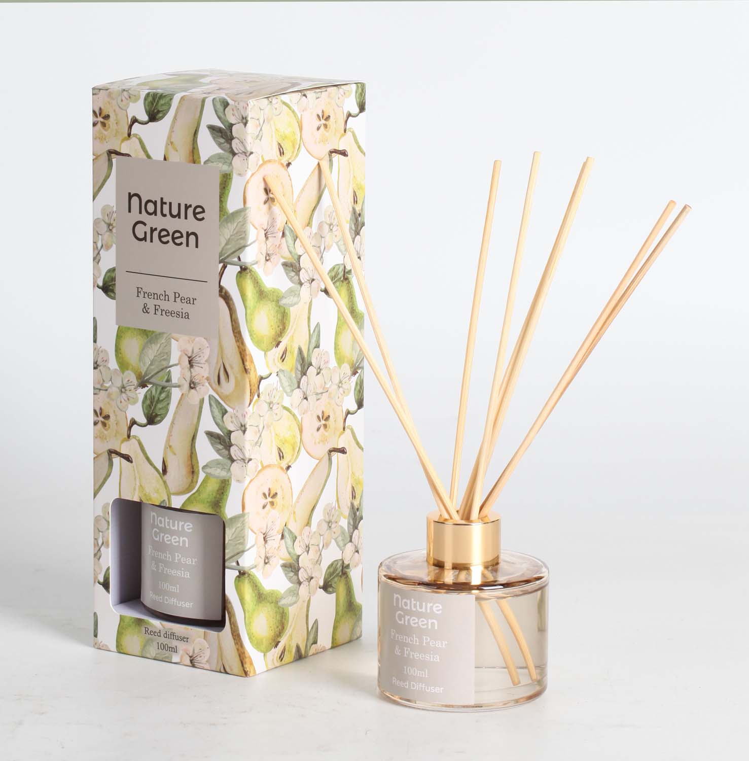 Namų kvapas su lazdelėmis „Nature Green French Pear &amp; Freesia“, 100 ml