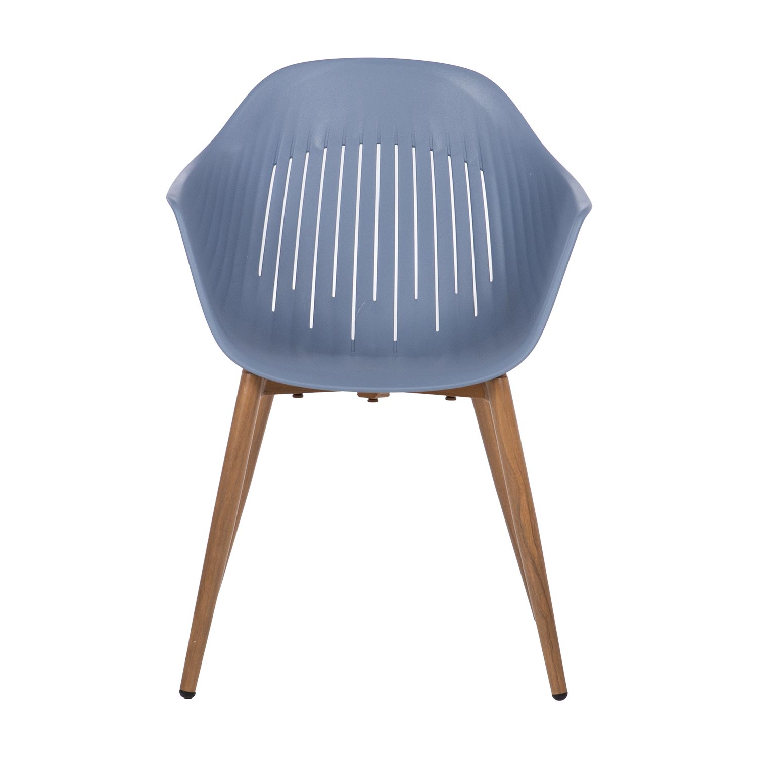Lauko kėdė iš perdirbto PP plastiko su aliumininėmis kojomis, mėlyna, 58 × 57 × 82 cm