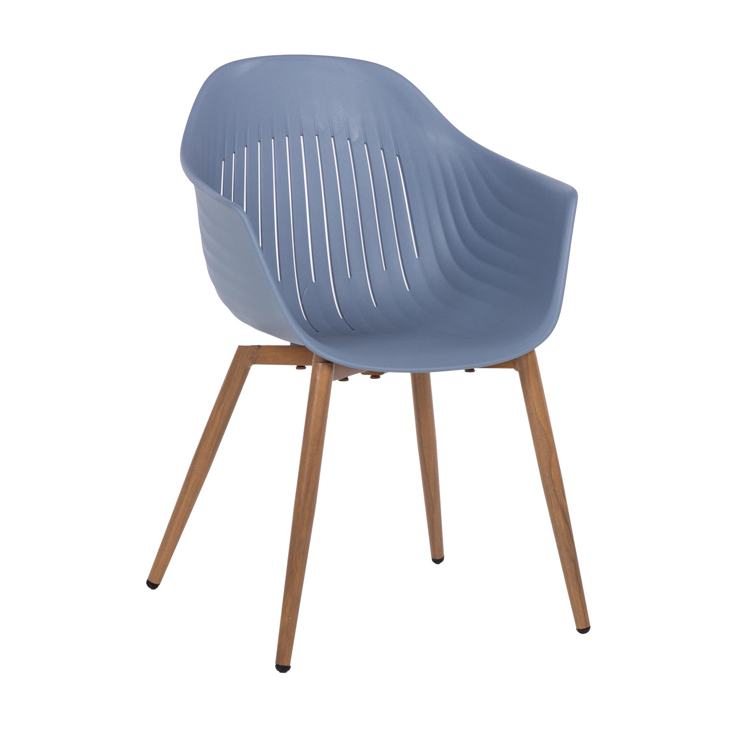Lauko kėdė iš perdirbto PP plastiko su aliumininėmis kojomis, mėlyna, 58 × 57 × 82 cm