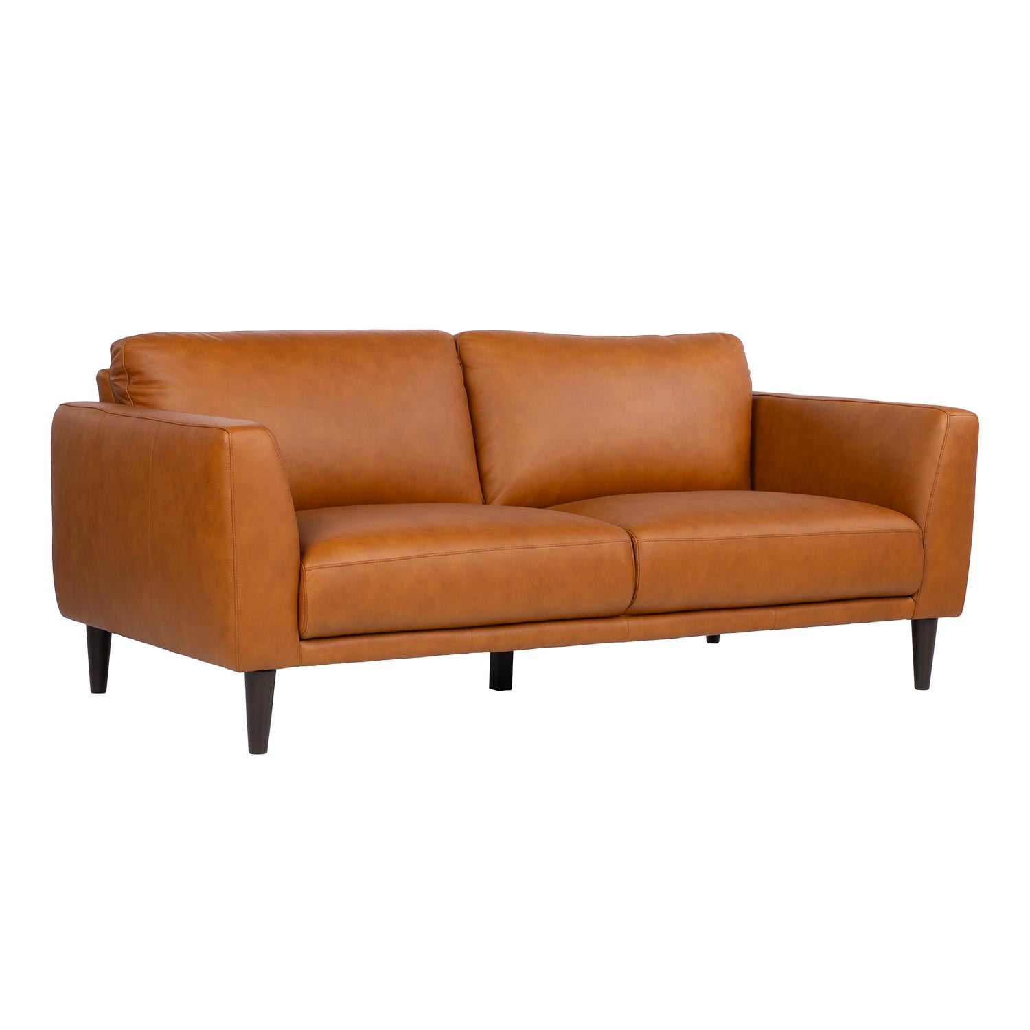 Trivietė natūralios odos sofa, konjako ruda, 192 × 92 × 81 cm