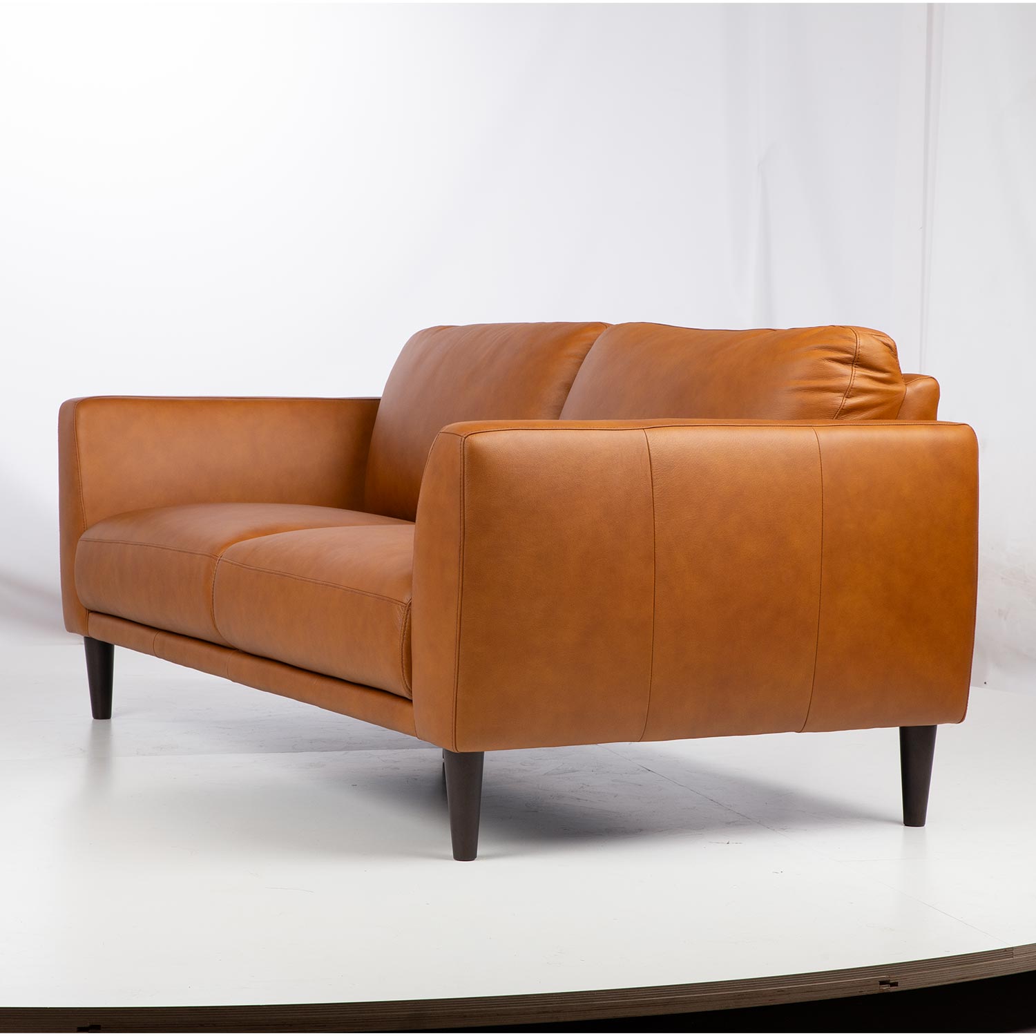 Trivietė natūralios odos sofa, konjako ruda, 192 × 92 × 81 cm 3