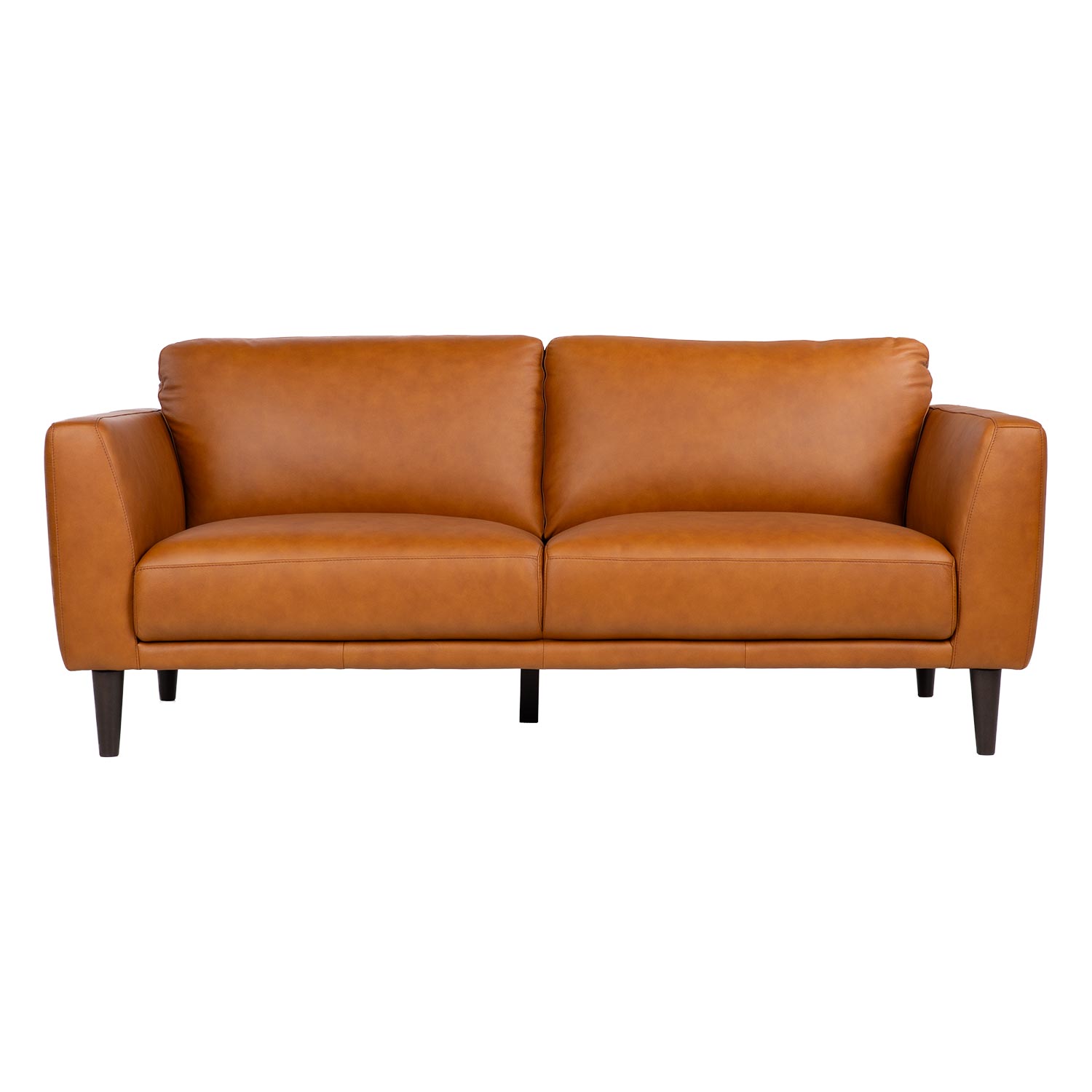 Trivietė natūralios odos sofa, konjako ruda, 192 × 92 × 81 cm 2