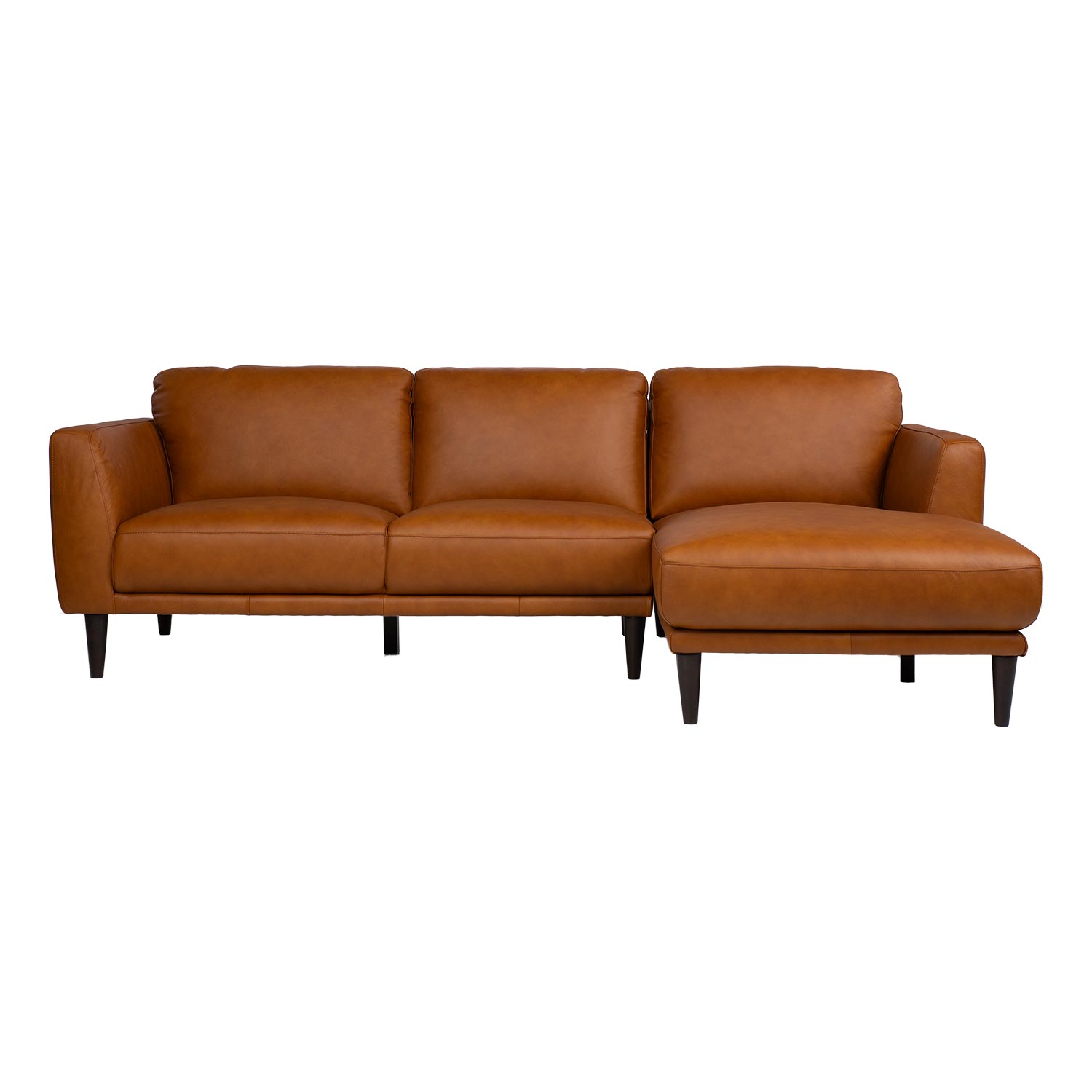 Kampinė sofa, dešininė, konjako ruda, 251 × 92/160 × 81 cm 2