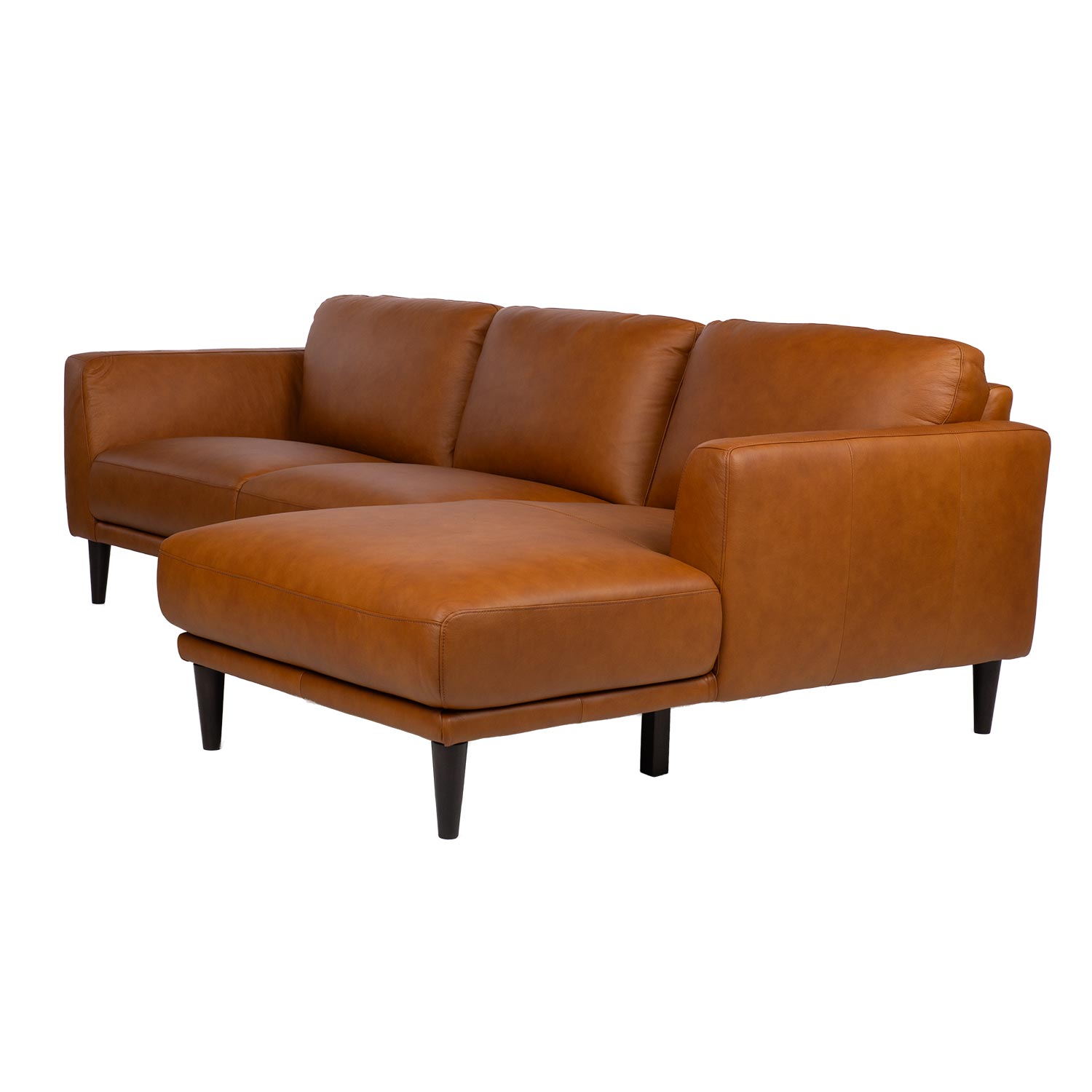 Kampinė sofa, dešininė, konjako ruda, 251 × 92/160 × 81 cm 3