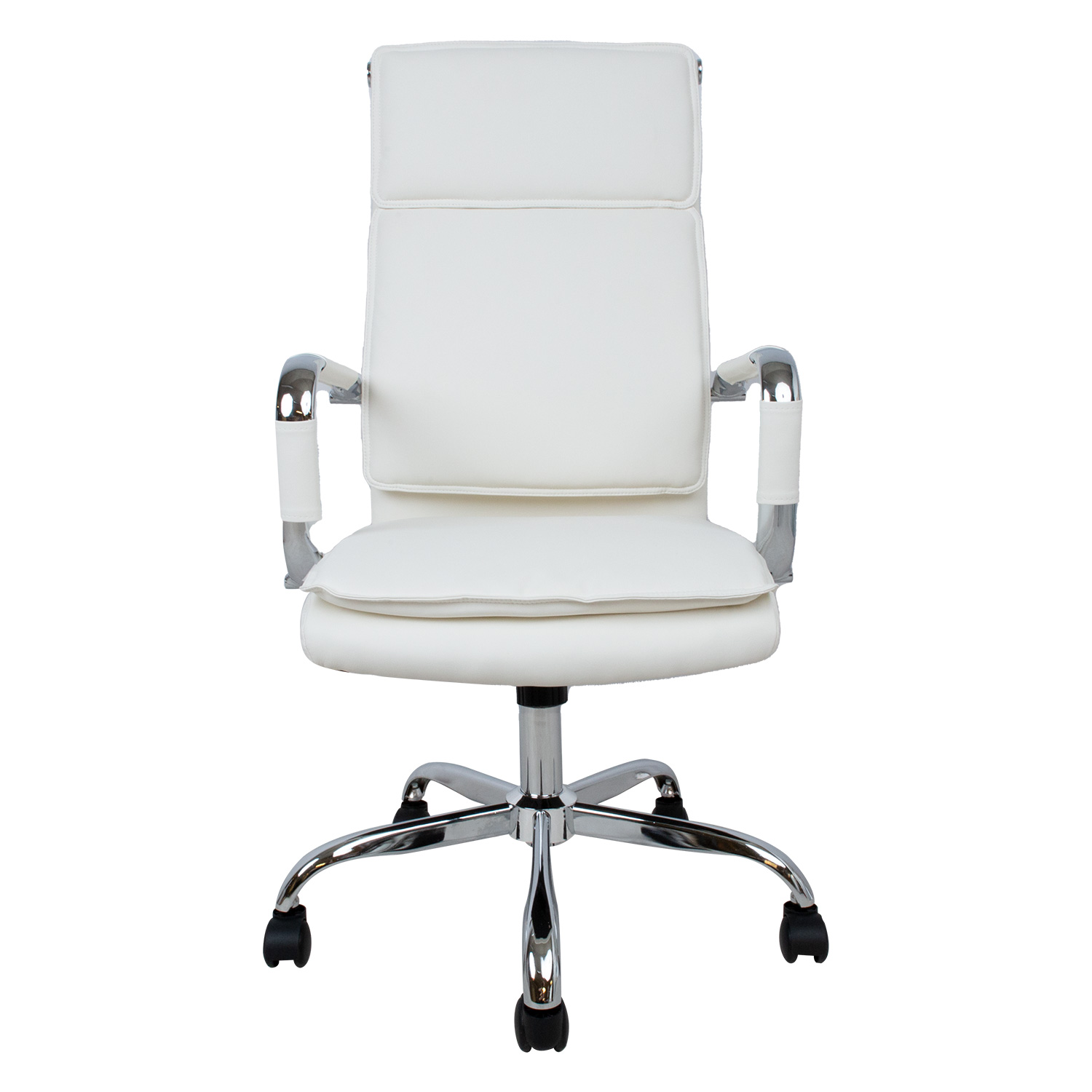Biuro kėdė ULTRA su dirbtinės odos apmušalais ir supimosi mechanizmu, balta, 54,5 × 60 × 106,5–116,5 cm