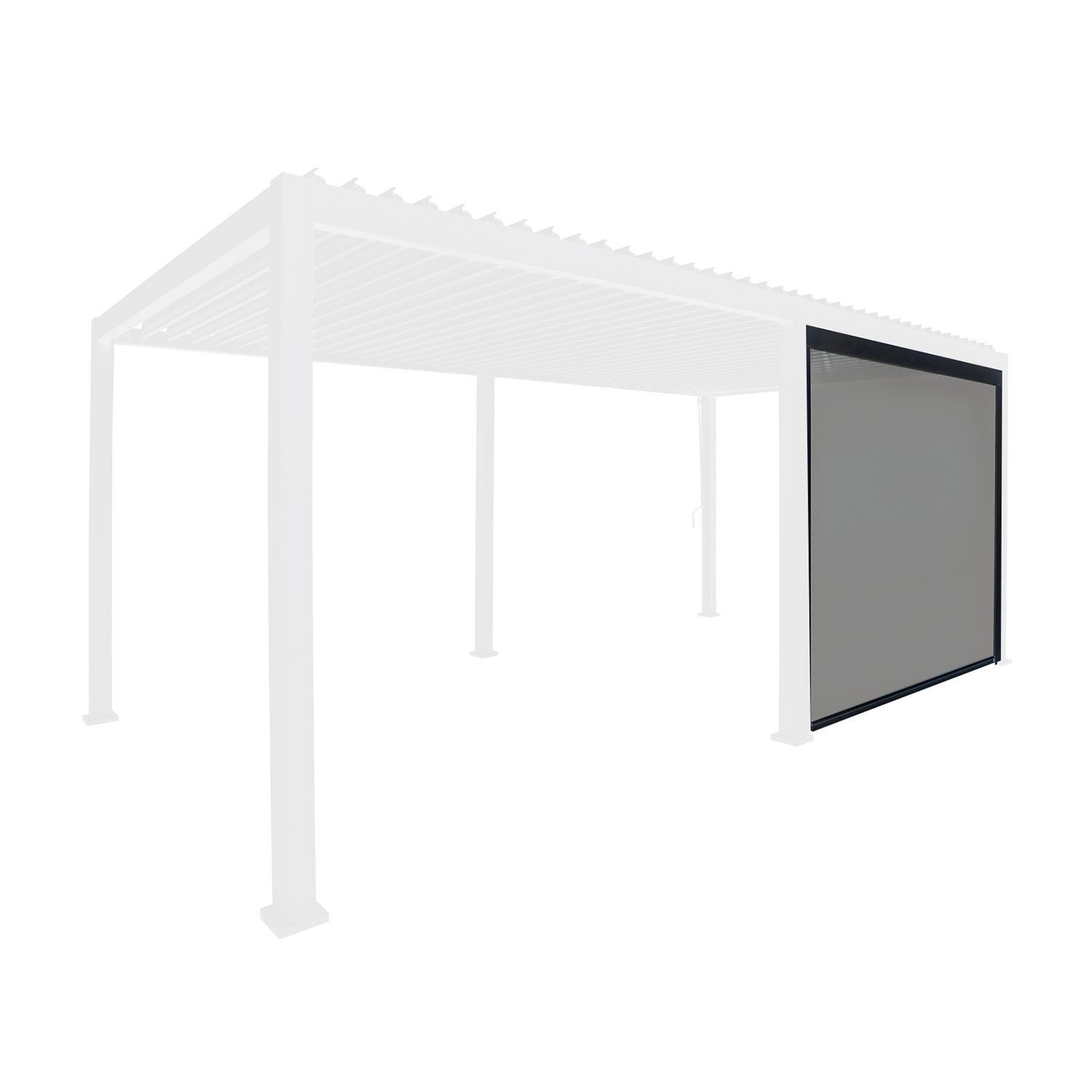 Roletinė sienelė stoginei MIRADOR-111, 3 m kraštinei, balta / šviesiai pilka, 279,1 × 236,5 cm