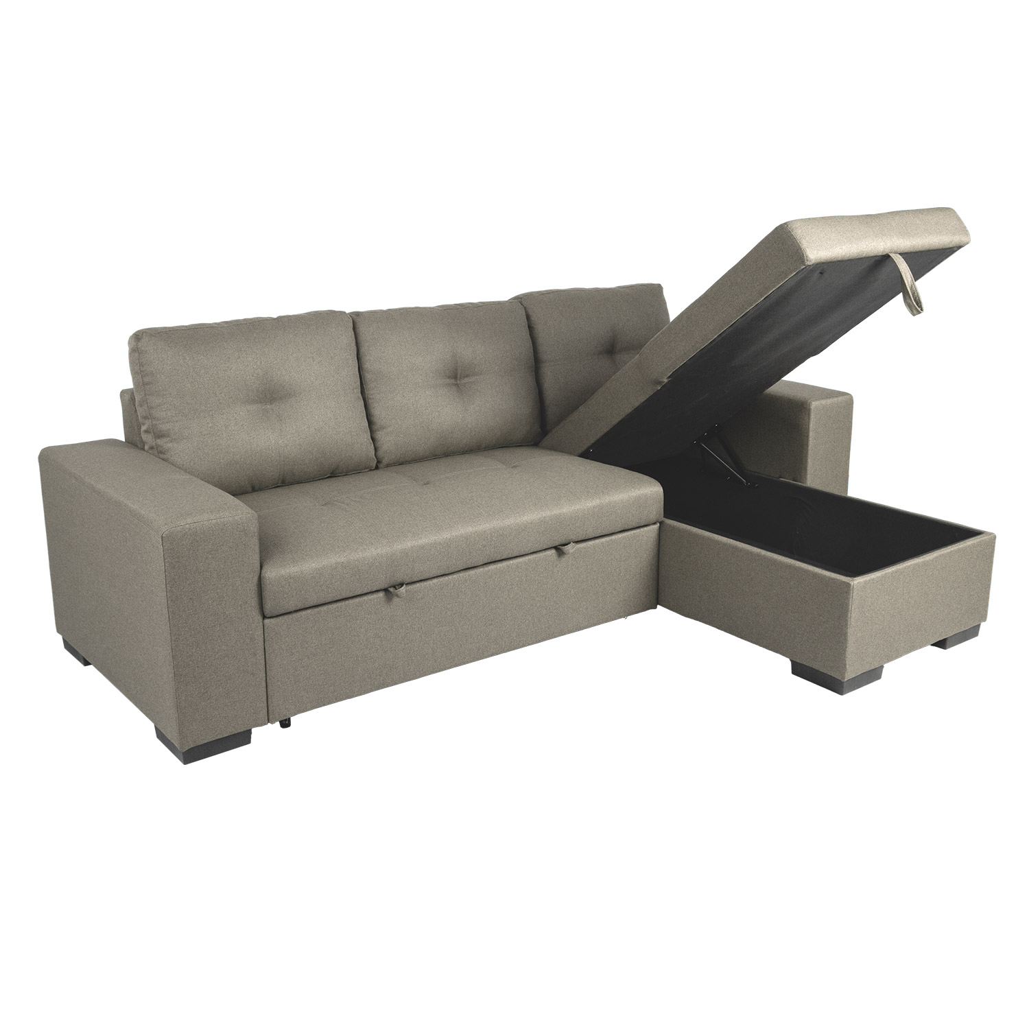 Kampinė sofa-lova, smėlio spalvos, 240 × 90/160 × 94 cm