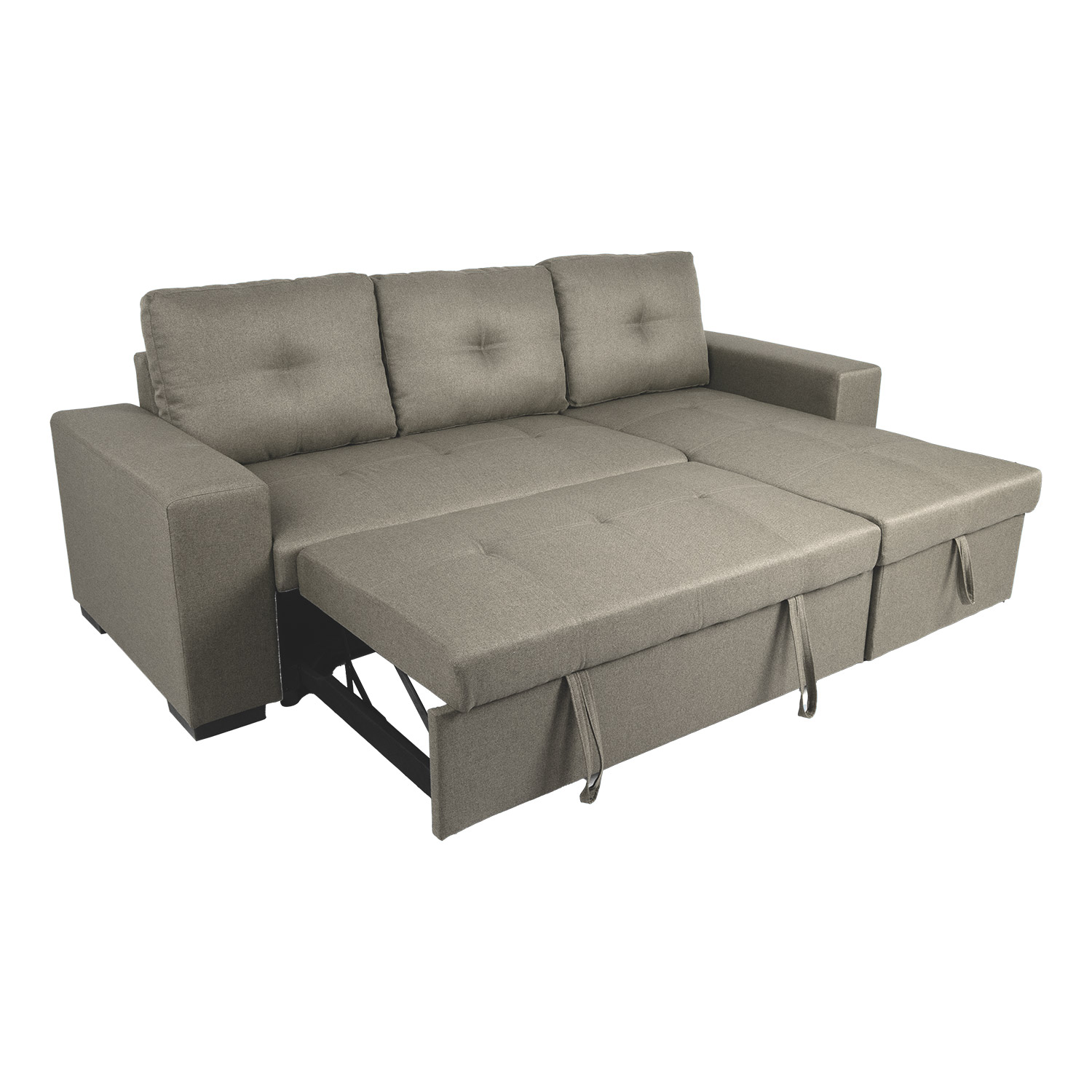 Kampinė sofa-lova, smėlio spalvos, 240 × 90/160 × 94 cm 2